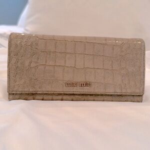 MIU MIU Croc leather embossed/ Tan wallet, card slots, and zippy coin.